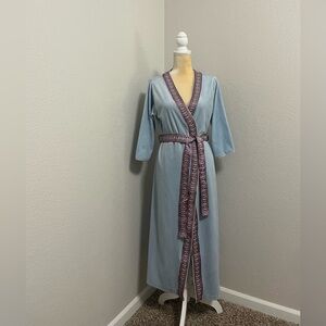 Sante Intimates vintage robe light Blue with Purple Trim